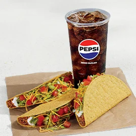 Menu 81 3 Crunchy Tacos Supreme® Combo featuring 3 Crunchy Taco Supremes® and a Large fountain drink.