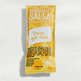 Menu 70 A packet of chunky, mildly spicy Breakfast Salsa.