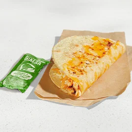 Menu 12 A Cantina Chicken Crispy Taco, served with an Avocado Verde Salsa packet.