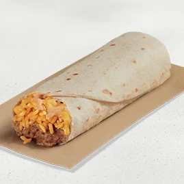 Menu 14 A Cheesy Bean And Rice Burrito, filled with refried beans, seasoned rice, Nacho Cheese sauce, and Creamy Jalapeño sauce.