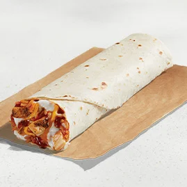 Menu 100 A Chicken Enchilada Burrito, filled with grilled and marinated all-white-meat chicken, seasoned rice, Red Sauce, a blend of cheeses, and reduced-fat sour cream.