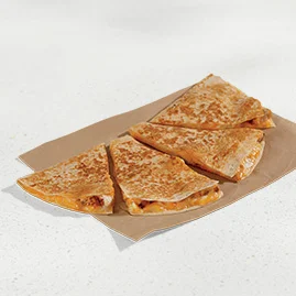 Menu 9 A Chicken Quesadilla, with grilled, marinated all-white-meat chicken and Creamy Jalapeño sauce.