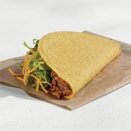 Menu 6 A crunchy taco, filled with seasoned beef, lettuce, and shredded cheddar cheese.
