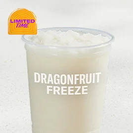 Menu 29 Dragonfruit Freeze No Syrup, served in a clear plastic cup.