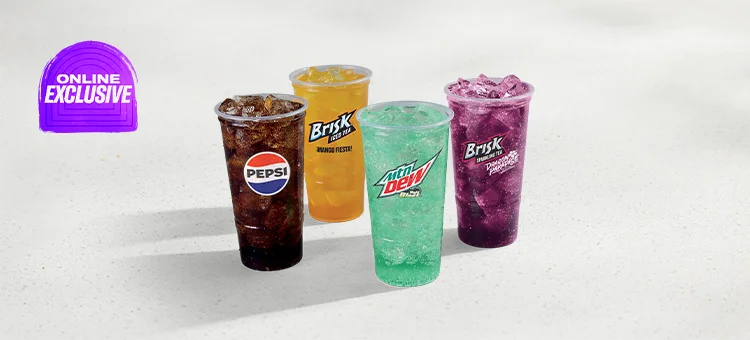 Menu 252 Drinks Party Pack featuring Pepsi®, MTN DEW® Baja Blast®, Brisk® Mango Fiesta, and Brisk® Dragon Paradise™ Sparkling Iced Tea
