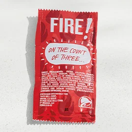 Menu 213 A packet of Fire Sauce