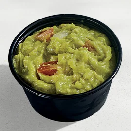 Menu 218 Guacamole, served in a Taco Bell-branded container.