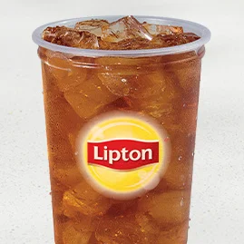 Menu 246 Lipton® Unsweetened Iced Tea, served in a clear plastic cup.