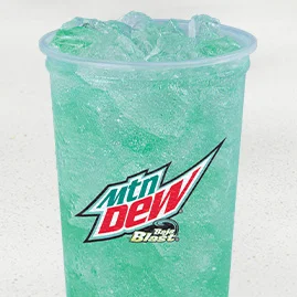 Menu 19 MTN DEW® Baja Blast®, served in a clear plastic cup.