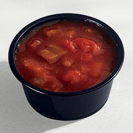 Menu 223 Mexican Pizza Sauce, served in a Taco Bell-branded container.