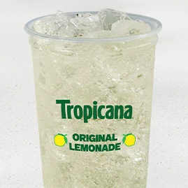 Menu 243 Tropicana® Original Lemonade, served in a clear plastic cup.