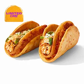 Menu 11 Two Slow-Roasted Chicken Fajita Street Chalupas filled with slow-roasted chicken, fajita vegetables, shredded cheese, creamy sauce, and crispy chalupa shells