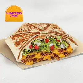 Menu 10 Triple Double Crunchwrap with seasoned beef, cheese, lettuce, tomatoes, sauce, and grilled tortilla wrap